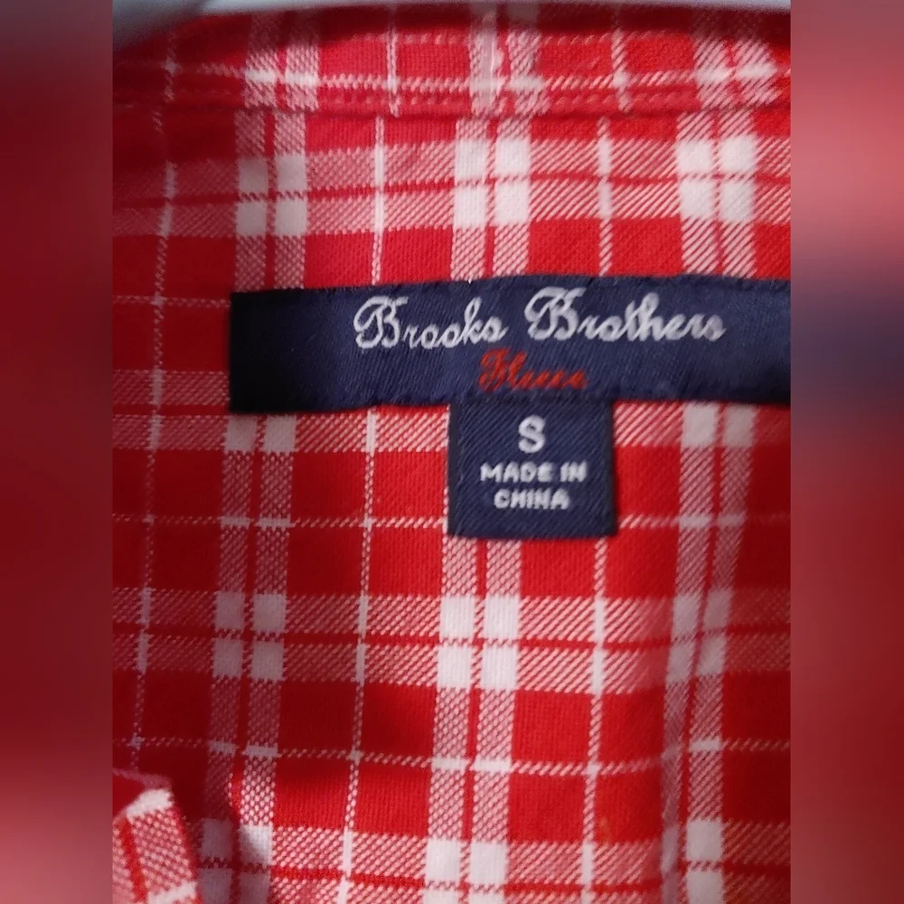 Brooks Brothers Boys Red Plaid Long Sleeve Button Down Shirt Size Small Holiday